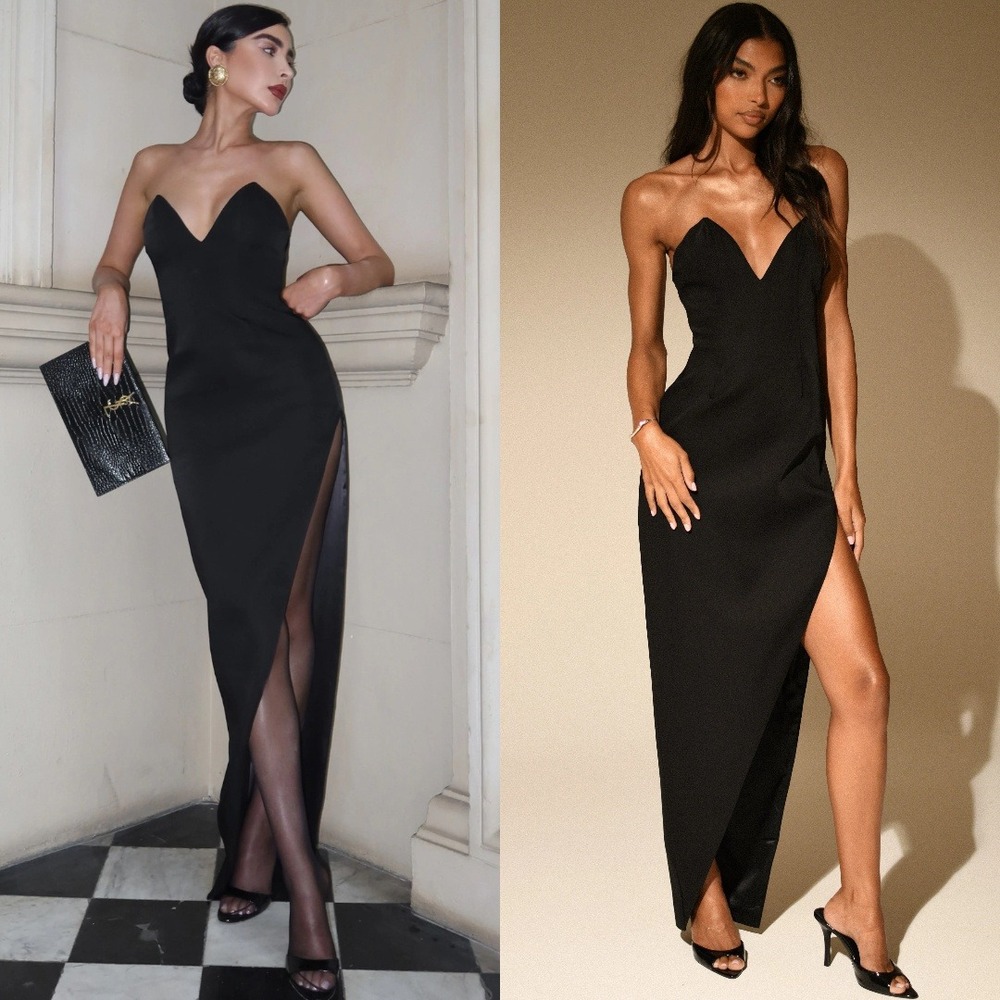 NWT Meshki Black Natasha Pointed Corset Maxi Dress